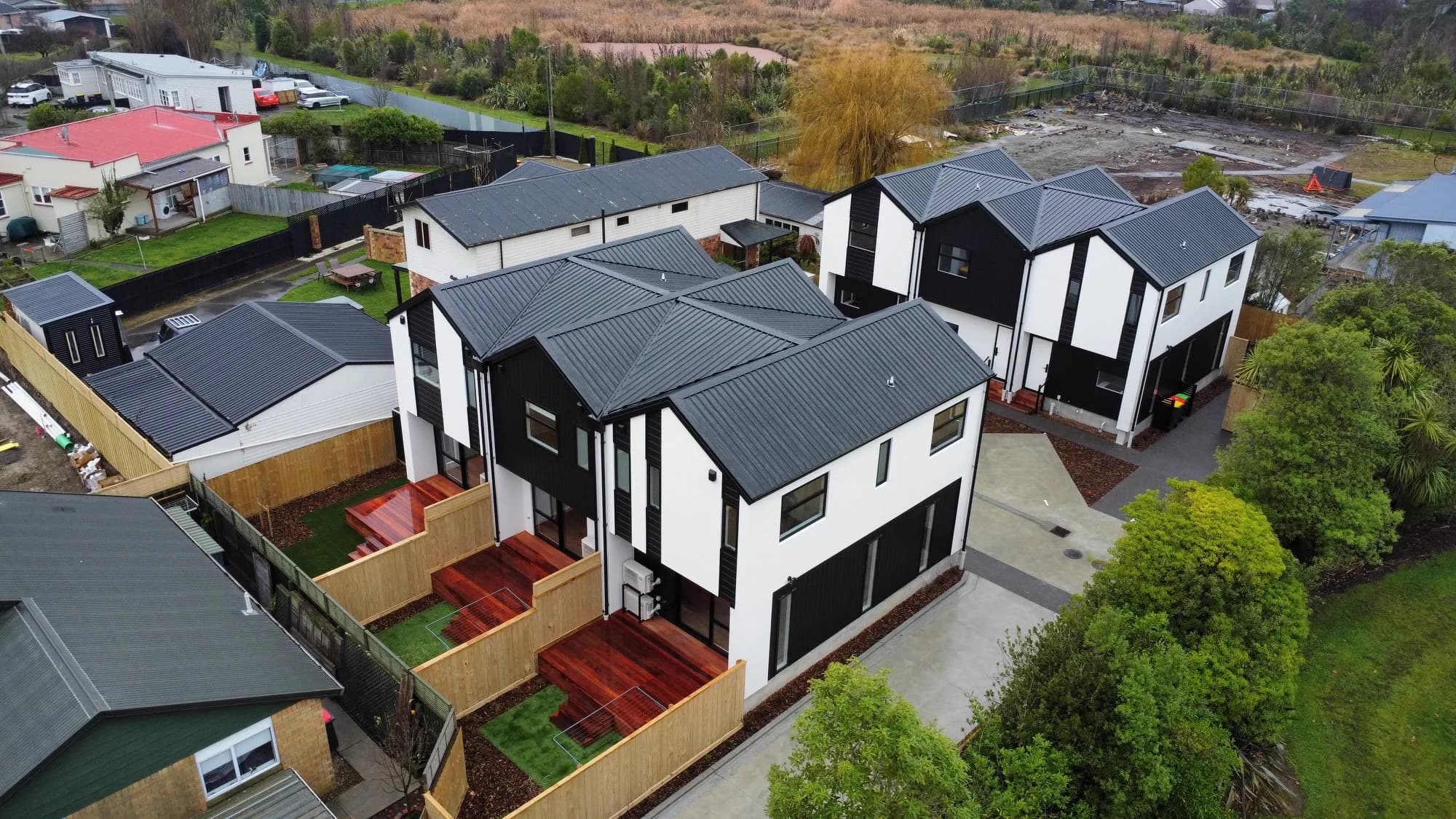 16 Smith Street — aerial view across completed development